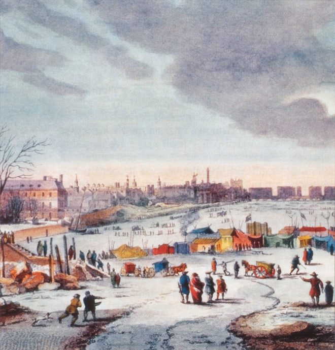 14세기부터 온도가 전반적으로 내려간 ‘소빙하기’에는 겨울이 온화했던 영국도 혹독한 추위를 겪었다. 템스강이 여러 번 얼었다 녹기를 반복하면서 빙상 박람회가 열리기도 했다.  위키피디아 제공