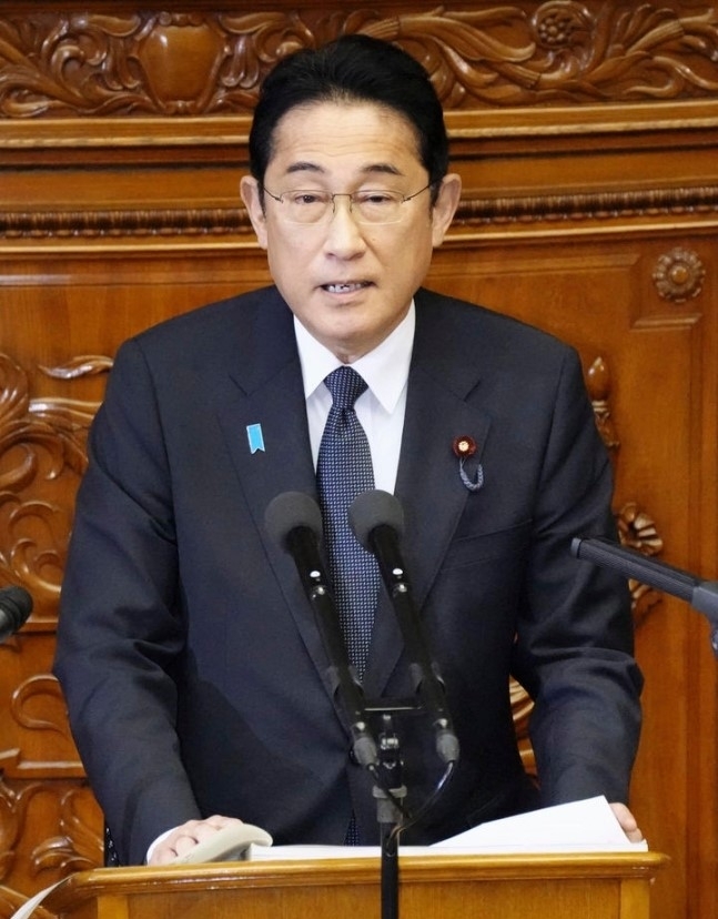 기시다 후미오 일본 총리가 지난 23일 임시국회에서 소신표명 연설을 하고 있다. 도쿄 AP 뉴시스