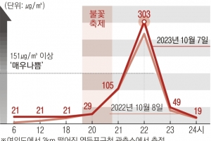 [단독] 여의도불꽃축제 미세먼지 ‘매우 나쁨’ 기준 2배↑…사전 안내·경보 없었다