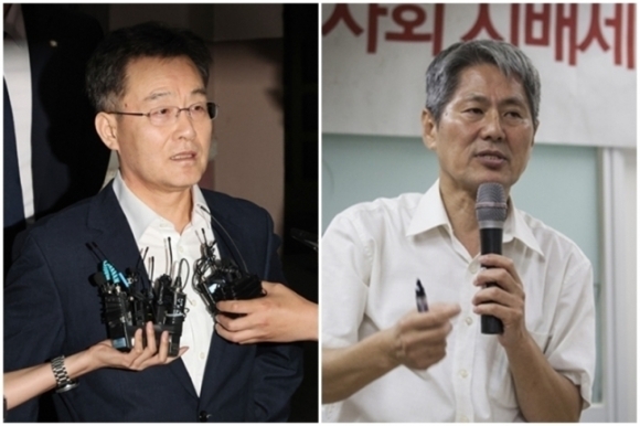 화천대유 대주주 김만배씨(왼쪽)와 신학림 전 언론노조 위원장. 연합뉴스, 미디어오늘