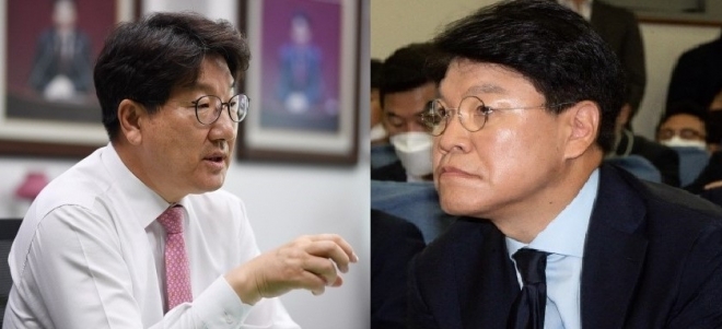 권성동(왼쪽) 국민의힘 의원과 장제원 국민의힘 의원. 서울신문 DB