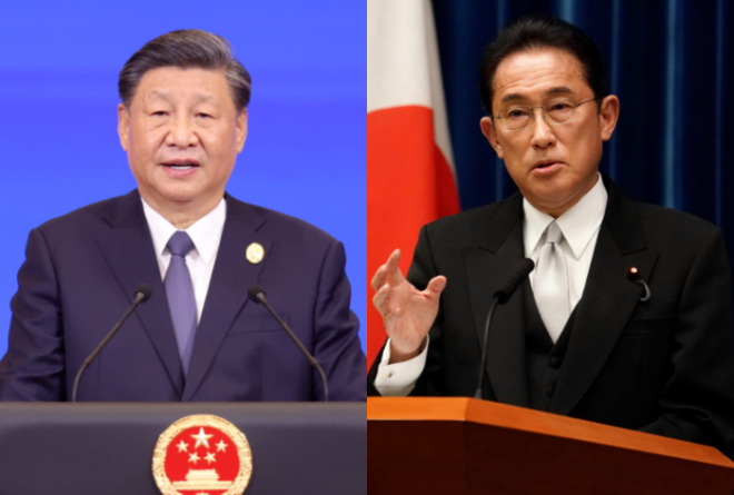 시진핑(왼쪽) 중국 국가주석·기시다 후미오(오른쪽) 일본 총리. 신화·AP 연합뉴스