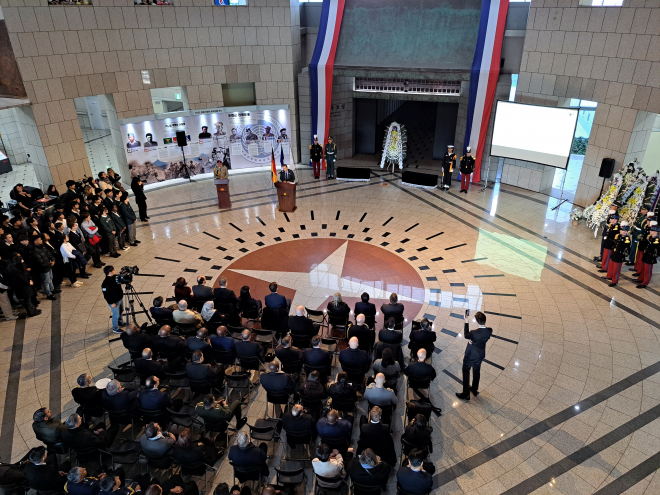 10일 서울 용산구 전쟁기념관에서 제105회 1차 세계대전 종전일 기념식이 열리고 있다. 주한프랑스대사관 제공