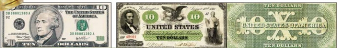 신간 ‘달러의 힘’은 미국 독립 후 새로운 화폐제도를 고안해 10달러의 모델이 된 알렉산더 해밀턴(왼쪽)을 비롯해 남북전쟁을 승리로 이끈 ‘그린백’을 발행한 에이브러햄 링컨 대통령 등 300여년에 걸친 달러의 역사와 공로자들을 훑는다. 해냄·위키피디아 제공