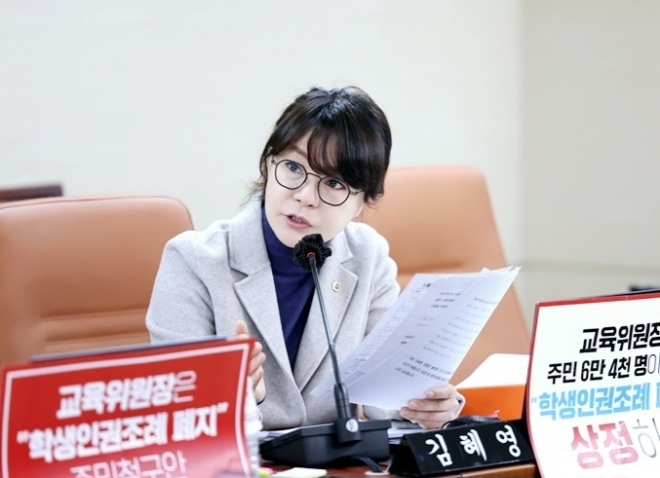 지난달 7일 개최된 제321회 서울시의회 정례회 서울시교육청 행정사무감사에서 질의중인 김혜영 의원