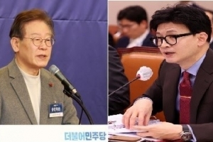 ‘한동훈·이재명’ 투톱샷 언제쯤…대선주자 선호도 韓 45% 李 41%