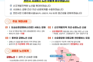 천안시 시내버스 노선 개편…급행버스 15분으로 줄여