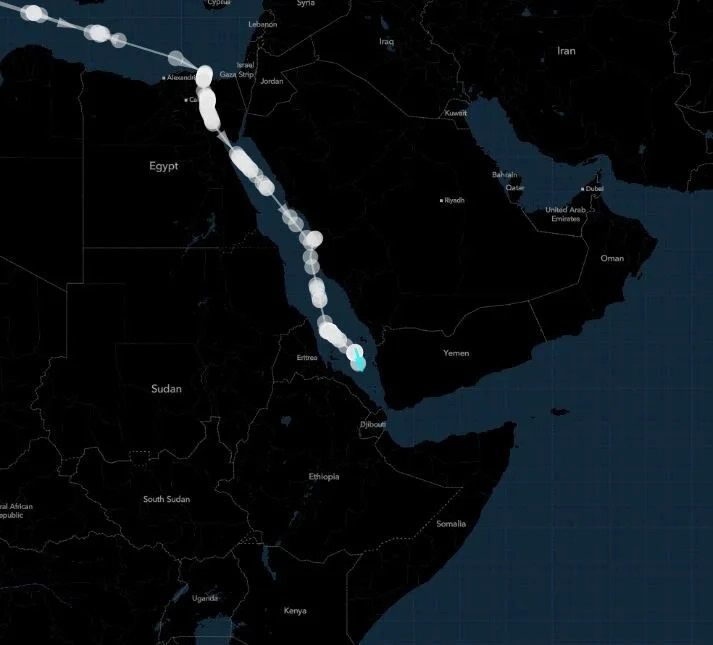 홍해 주변 지도. 블룸버그 홈페이지