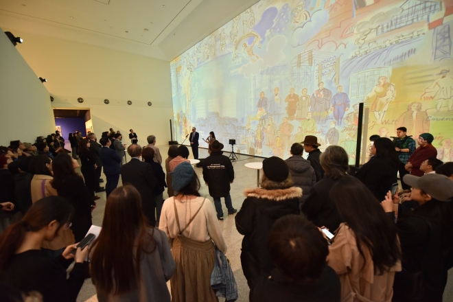 지난 11일 제주도립미술관에서 ‘앙리 마티스와 라울 뒤피: 색채의 여행자들’전을 개막하는 모습. 제주도립미술관 제공