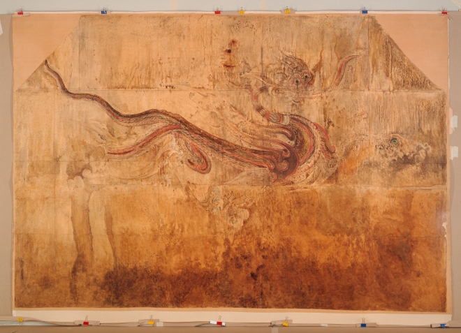 고구려 6세기 후반 강서대묘 널방 동벽에 그려진 청룡(1930년경 모사). 국립중앙박물관 제공