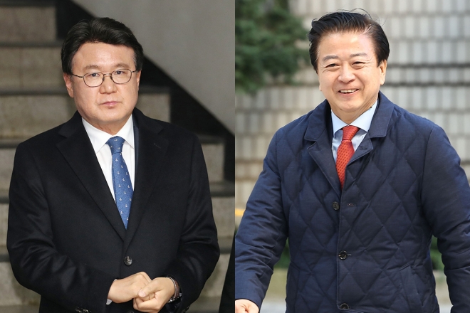 더불어민주당 황운하(왼쪽)·노웅래 의원. 연합뉴스