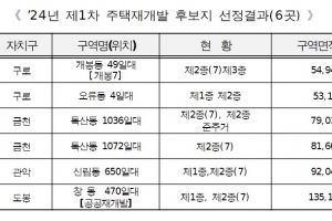 서울시, 올해 첫 주택재개발 후보지 6곳 선정…구로·금천·관악·도봉 등