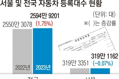 서울만 자동차 등록 대수 줄었다