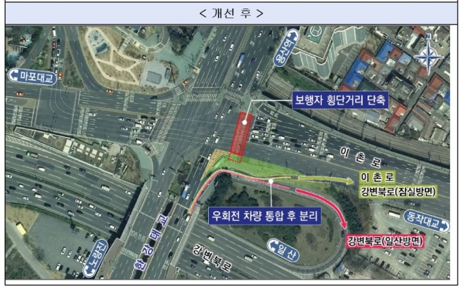 한강대교 북단교차로 개선 후