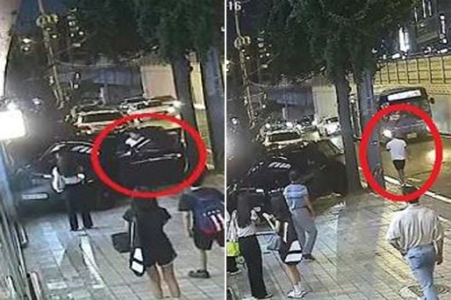 일명 압구정 롤스로이스 사망 사고 운전자가 사고 후 현장을 이탈하는 모습. 서울지방검찰청 제공