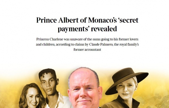 알베르 2세의 혼외자 파문을 보도한 영국 일간 더타임스 홈페이지.