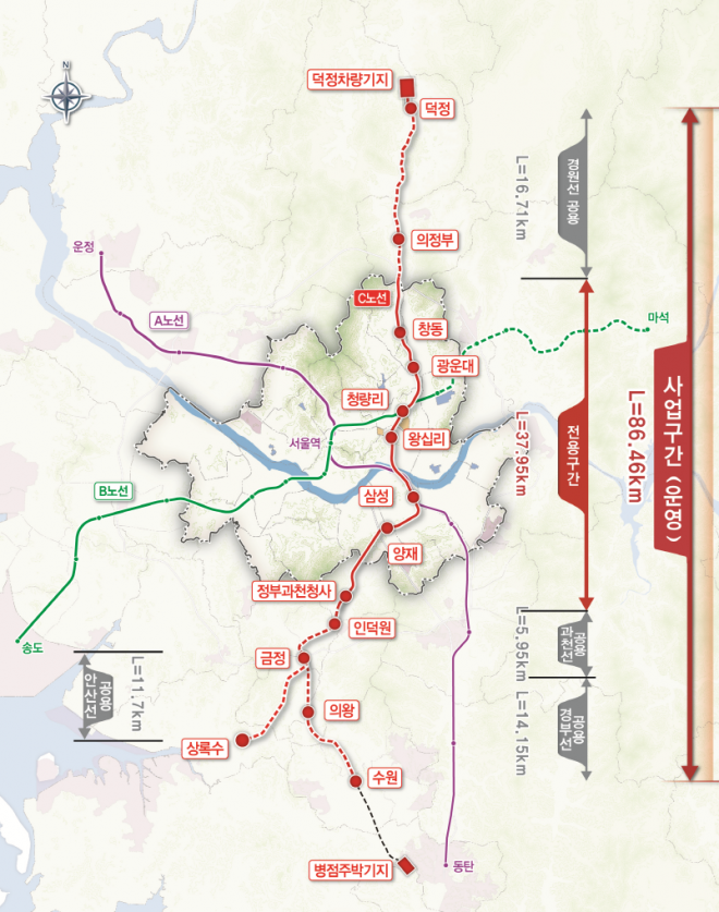 GTX-C 노선도. 수원시 제공