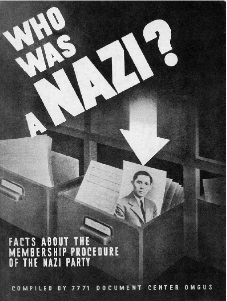 나치당의 체계를 공개한 미군정의 소책자. 1945년 여름 베를린 주둔 미군은 나치당원 명부를 손에 넣었다. 1인당 한 장씩 총 1070만장의 색인 카드였다. 이 소식에 많은 독일인은 잠 못 이루는 밤을 보내야 했다. OMGUS·위즈덤하우스 제공
