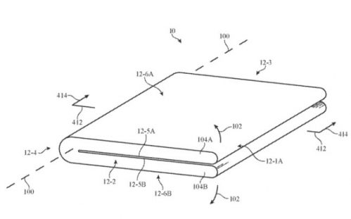 애플의 폴더블 기기 특허 문서에 포함된 랩어라운드 스크린 도면. 사진 미국 특허청