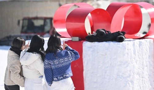 강원 평창군 대관령면 송천 일대에서 열린 ‘2024 대관령 눈꽃축제’를 찾은 관광객들이 축제를 즐기고 있다. 서울신문 포토라이브러리.