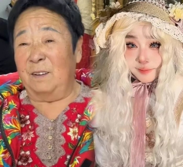 72세 할머니가 ‘금발 미소녀’로 변신하거나 50대 아저씨가 젊은 남성으로 변하기도 한다. 중국 소셜미디어 샤오훙수 캡처