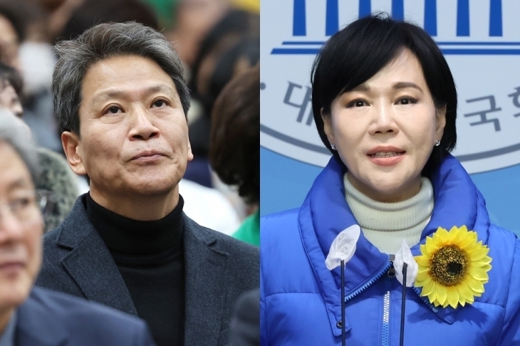 임종석(왼쪽) 전 대통령비서실장, 전현희 전 국민권위원장. 연합뉴스