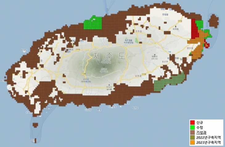 고정밀 전자지도 구축지역 지도. 제주도 제공
