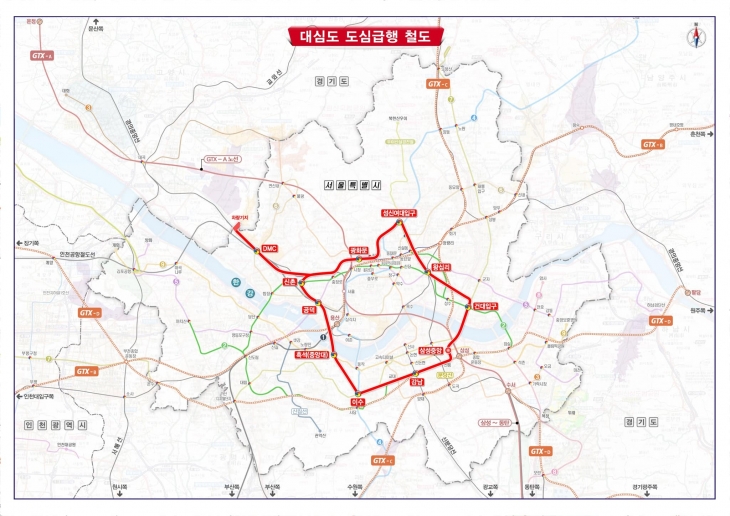 ‘서울 내부순환 급행전용 철도망’ 계획. 나경원 캠프 제공