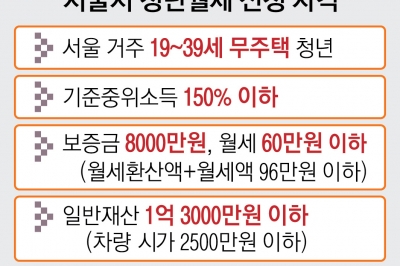 서울 1인 가구 청년 월 20만원 월세 받으세요