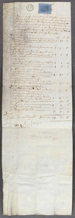 영국 전역의 200만 개가 넘는 기록에서 교구 이름, 직업, 연도를 추출해 데이터 세트를 추출했다. 사진은 1697년에 작성한 체셔 카운티 맥클스필드의 식량도매업자 존 부스의 유언 검인 목록.  영국 케임브리지대 제공