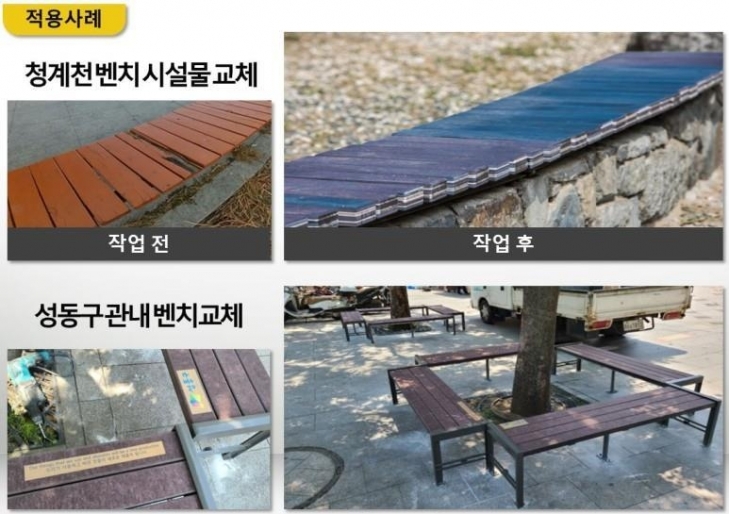 서울 청계천 벤치 등으로 재활용된 현수막. 행정안전부 제공