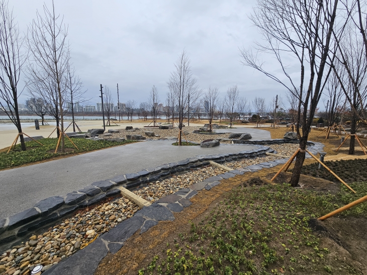 서울시가 새롭게 조성한 잠실 자연형 물놀이장의 자연형 계류. 서울시 제공