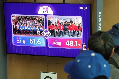 ‘한강벨트’ 서울 광진을…고민정 51.6% 오신환 48.1% ‘경합’ [지상파 출구조사]