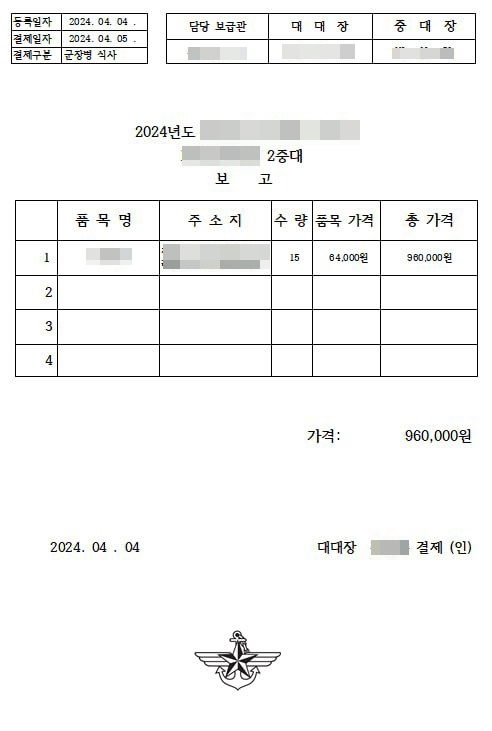 군 사칭 보이스피싱 조직이 보내온 군부대 공문