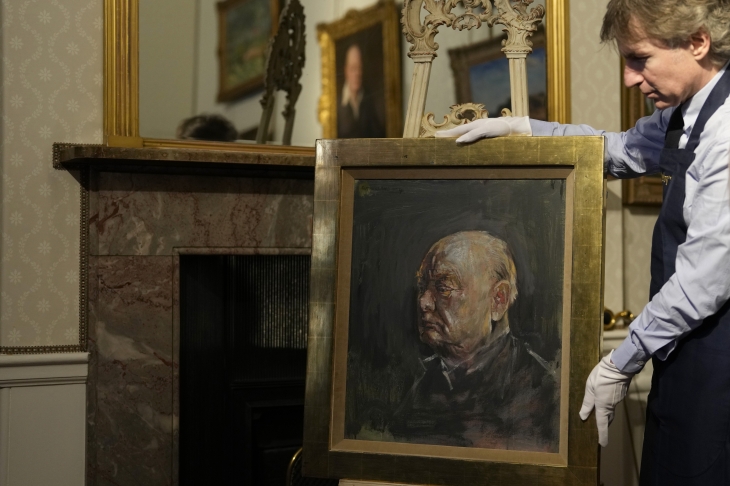 처칠의 초상화 습작. AP 연합뉴스 자료사진