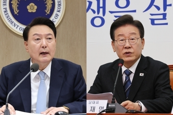 윤석열(왼쪽) 대통령, 이재명 더불어민주당 대표. 연합뉴스