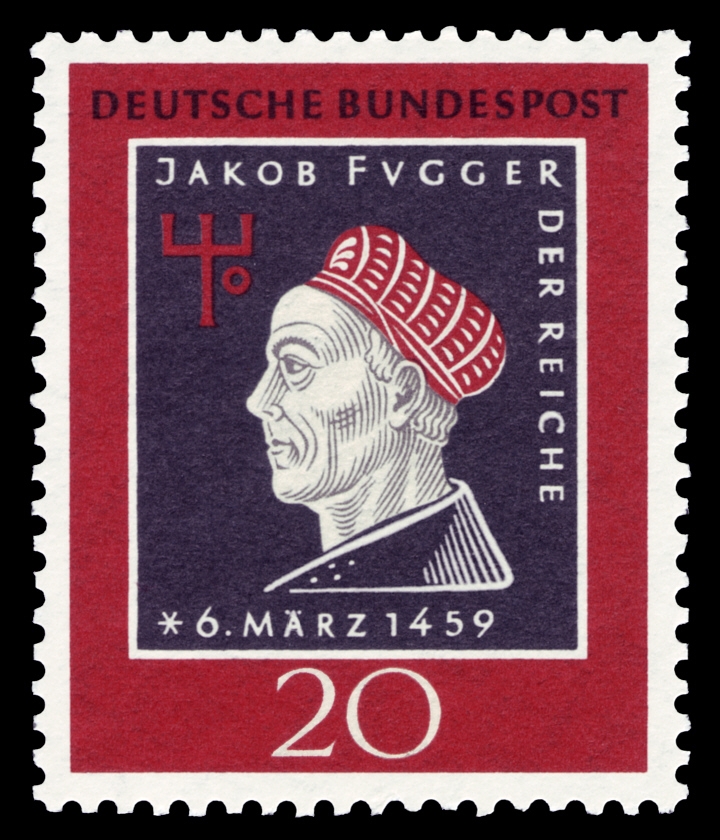 야코프 푸거의 탄생 500주년을 기념해 제작된 우표.  위키피디아 제공