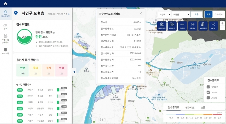 용인시는 기상 재난을 예측할 수 있는 침수 현황 빅데이터를 구축했다고 22일 밝혔다.