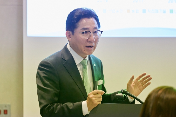 박경귀 충남 아산시장이 인사말을 하고 있다. 시 제공