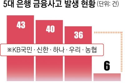 5대은행 금융사고 ‘횡령’이 가장 많아