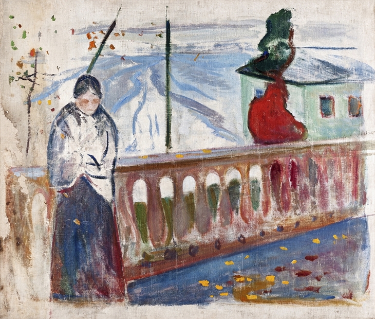 양면 그림(앞) 유화 ‘난간 옆의 여인’(1891)