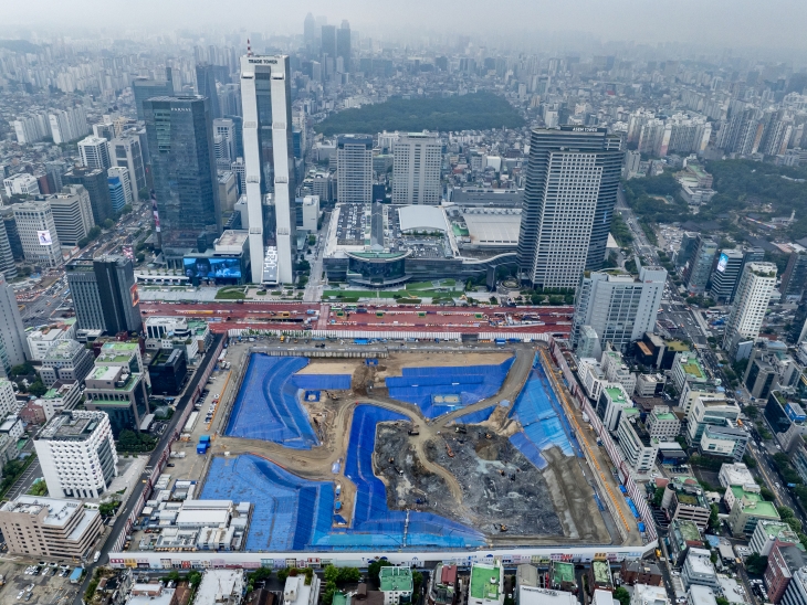 지난 8일 서울 강남구 ‘글로벌 비즈니스 콤플렉스’(GBC) 건설 현장. 2024.6.14 연합뉴스