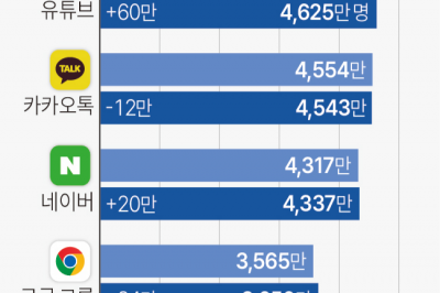 국내 이용자 꽉 잡은 유튜브…네이버·카카오톡 밀어낸 ‘부동의 1위’