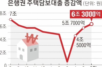 6월 주담대 6.3조 늘었다… 증가폭 10개월 만에 최고