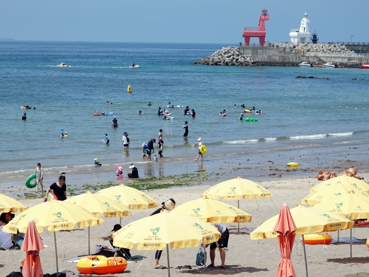 제주 이호테우해수욕장 피서객 북적