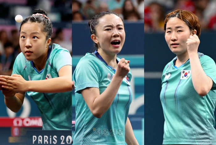 신유빈·전지희·이은혜(왼쪽 부터). 파리 박지환 기자