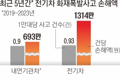 일반차의 손해액 두 배… 전기차 보험료 손본다