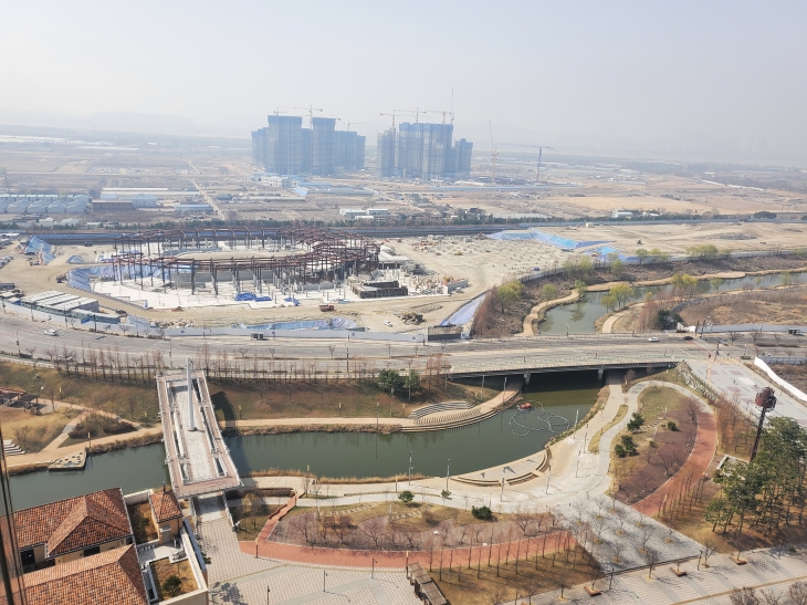 조성사업이 백지화된 K컬처밸리(cj라이브시티) 아래로 한류천이 흐르고 있다. 고양시 제공