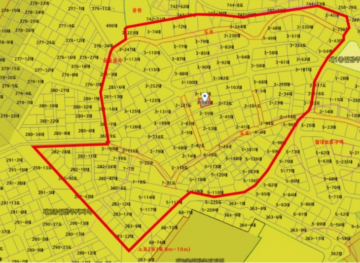 재개발 추진을 준비 중인 북가좌동3-191번지 일대 구역지도