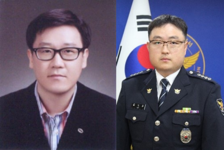 대구경찰청 교통싸이카순찰대 소속 김성수, 김신현 경위. 대구경찰청 제공